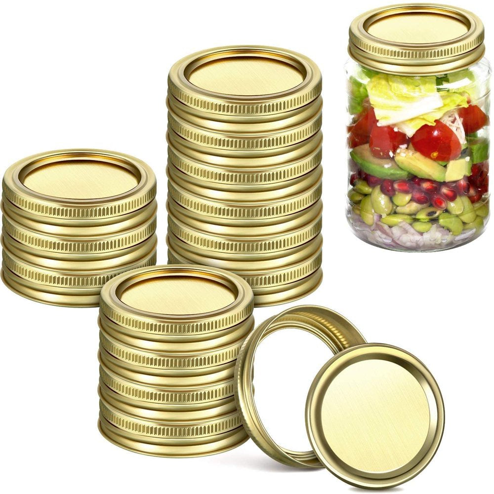 Ball, Kerr, Mason Jar Canning Lids Wide Mouth - |50 PCS, Gold| Lids Only