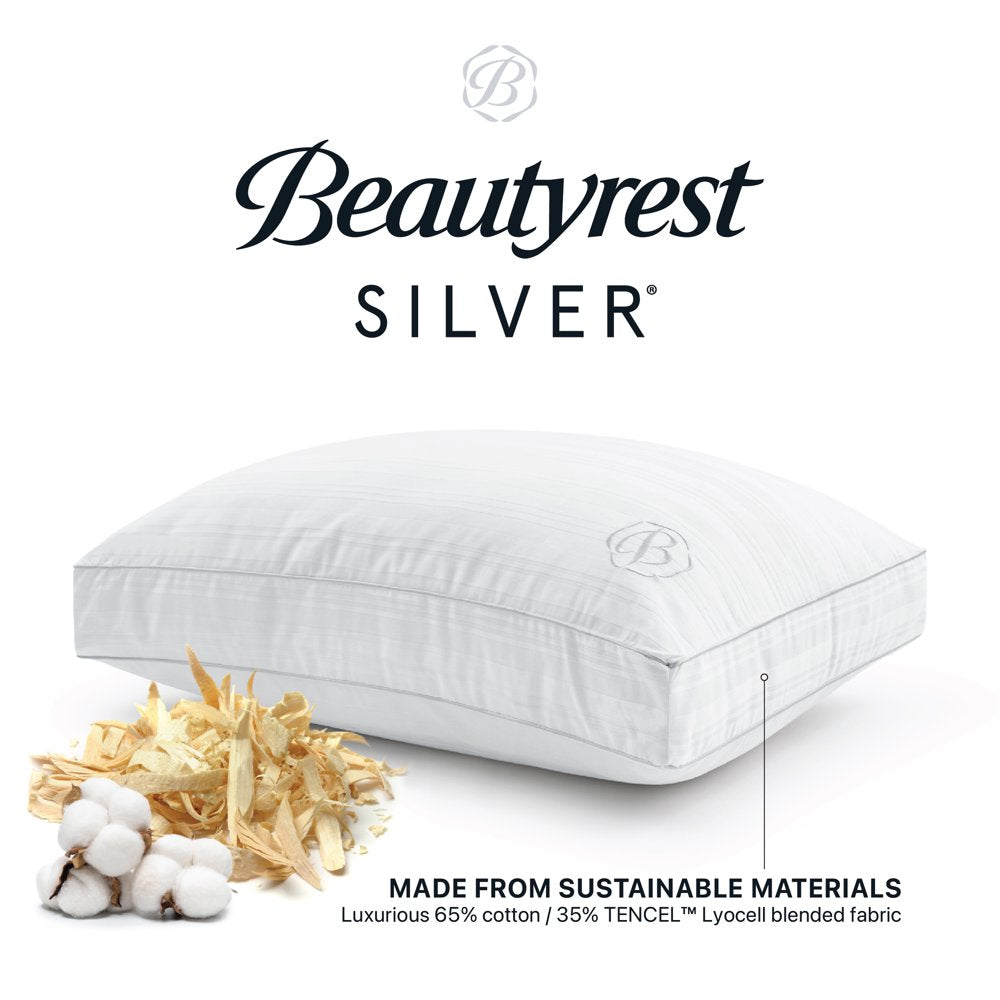 Beautyrest Silver Enveloping Comfort Down Alternative Bed Pillow with Cotton Tencel Lyocell Cover, Standard/Queen