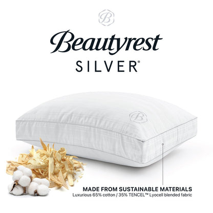 Beautyrest Silver Enveloping Comfort Down Alternative Bed Pillow with Cotton Tencel Lyocell Cover, Standard/Queen