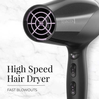 Remington Ceramic Ionic Tourmaline Hair Dryer with Concentrator and Diffuser, 1875 Watts, Black