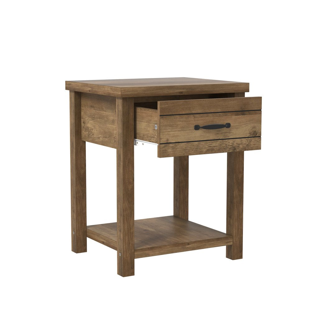 Hillsdale Lancaster Farmhouse 1 Drawer Nightstand, Set of 2, Knotty Oak