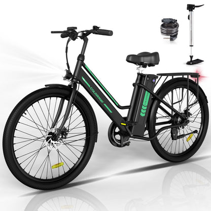 COLORWAY 26" Electric Bike for Woman, 36V 8.4AH Removable Battery E Bike, 500W Powerful Motor, Max.Speed 19.9MPH Electric Bicycle