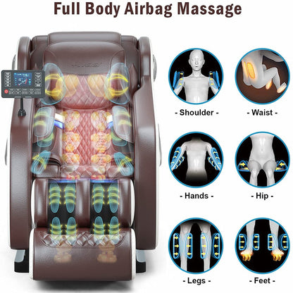 Relax Rejuvenate Zero Gravity Massage Chair Full Body Recliner Air Pressure, Bluetooth, Heat, and Foot massage Black