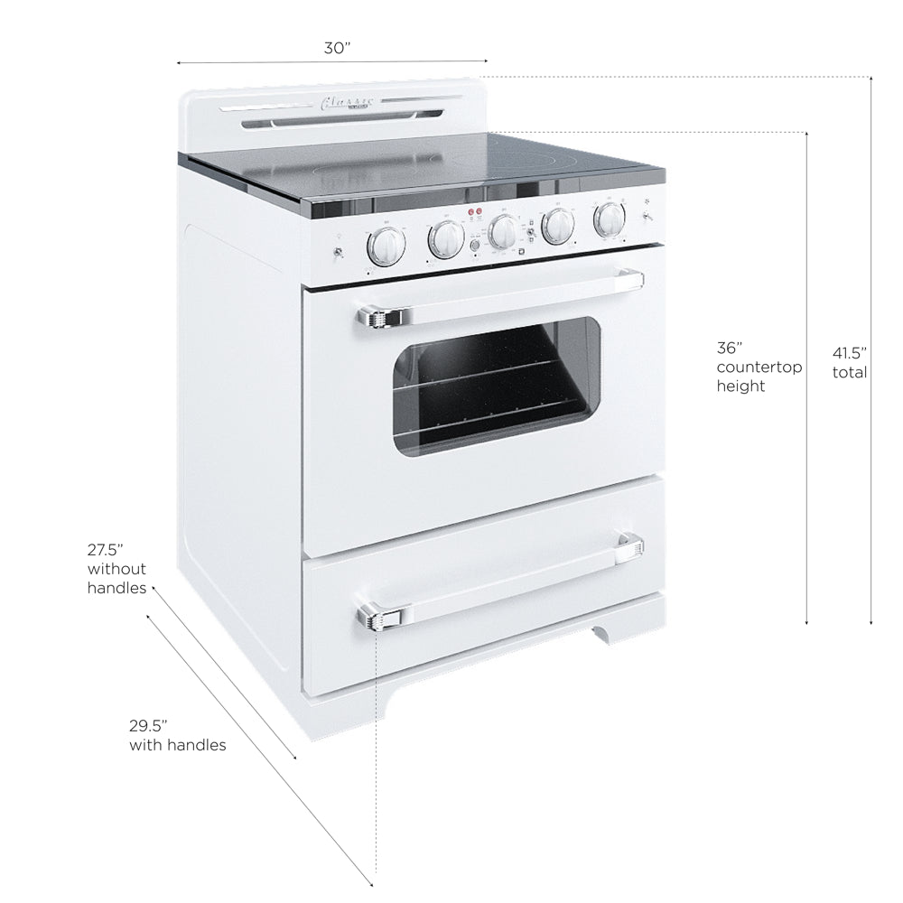 Unique Classic Retro 30" 3.9 cu/ft Freestanding 5-Element Electric Range with Convection Oven