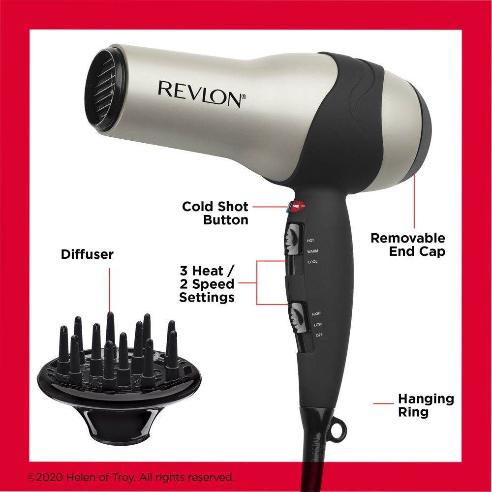 Revlon 1875W Turbo Ceramic + IONIC Hair Dryer, Gray