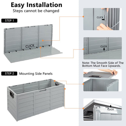 Ktaxon 75gal Outdoor Garden Plastic Storage Deck Box Chest Tools Black Grey