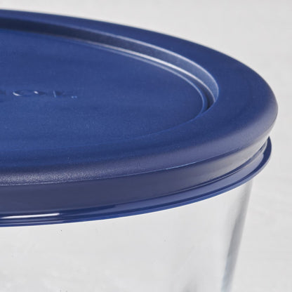 Anchor Hocking Clear Glass Storage 30 Piece Set with Navy Lids