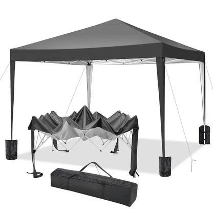 10'X10' EZ Pop up Canopy Tent Outdoor Party Instant Shelter Portable Folding Beach Canopy with 4 Sandbag & Carrying Bag, Black