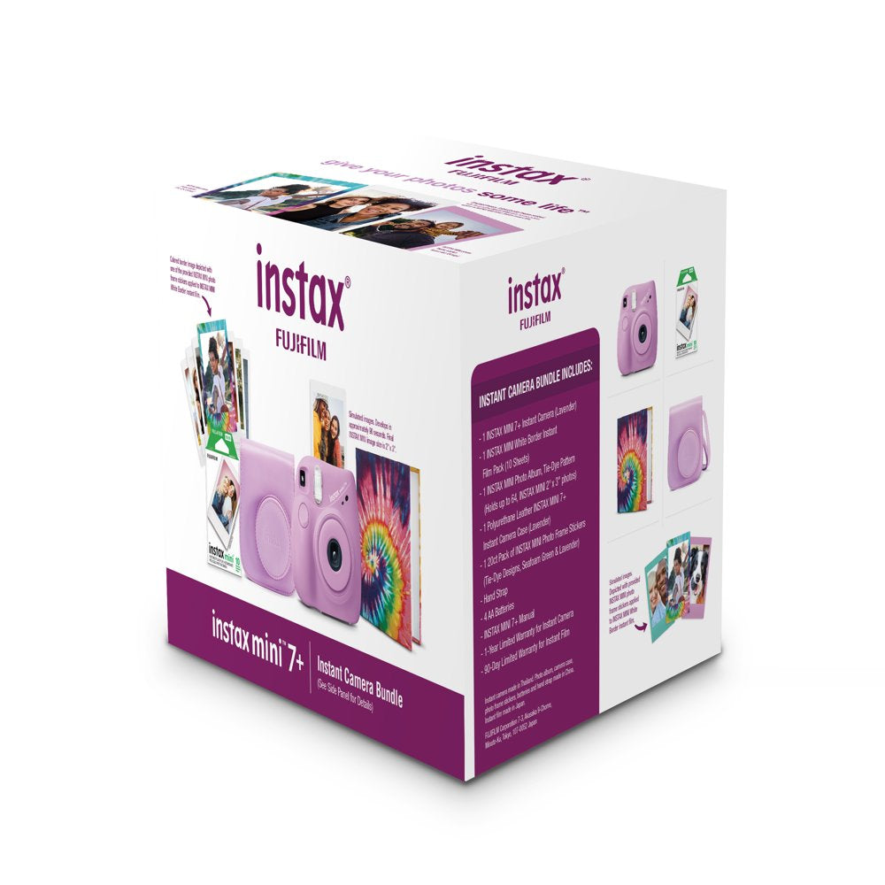 Fujifilm INSTAX Mini 7+ Bundle (10-Pack film, Album, Camera Case, Stickers), Lavender, Brand New Condition