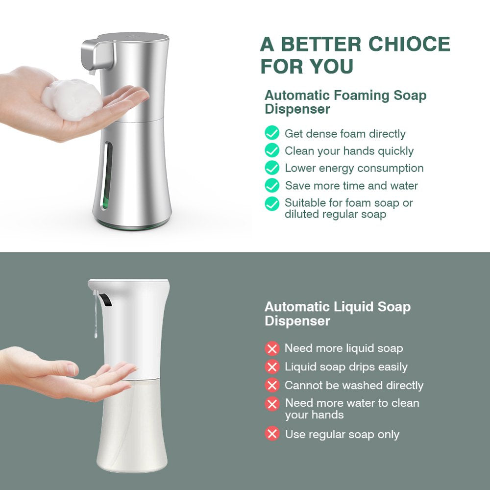 Automatic Soap Dispenser,Foaming Soap Dispenser Touchless 350ml/12oz,Battery Operated Hand Free Automatic Foam Liquid Soap Dispenser for Bathroom or Kitchen