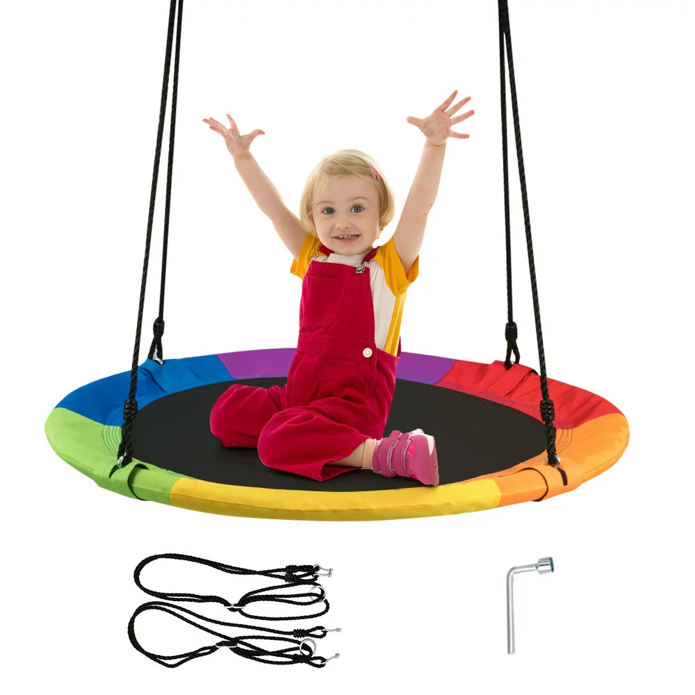 Goplus 40'' Flying Saucer Tree Swing Indoor Outdoor Play Set Swing for Kids colorful