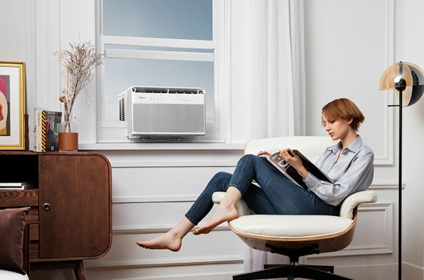 Midea Smart Inverter U-Shaped Window Air Conditioner, 35% Energy Savings, Extreme Quiet, Cools up to 350 Sq. Ft., MAW08V1QWT