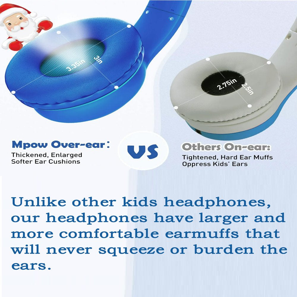 Mpow Kids Headphones with Microphone, Foldable 85/94Db Volume Limit 3D Stereo Adjustable Headband Soft Earcups over Ear Headphones for Kids, Share Function Wired Kids Headphones for School Tablet