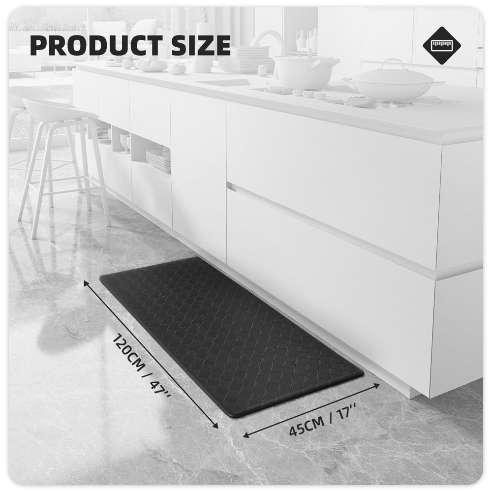  Kitchen Mat Cushioned anti Fatigue Kitchen Rugs Waterproof Non-Slip Comfort Standing Mat for Kitchen, Floor, Office, Sink, Black, 17" X 47"