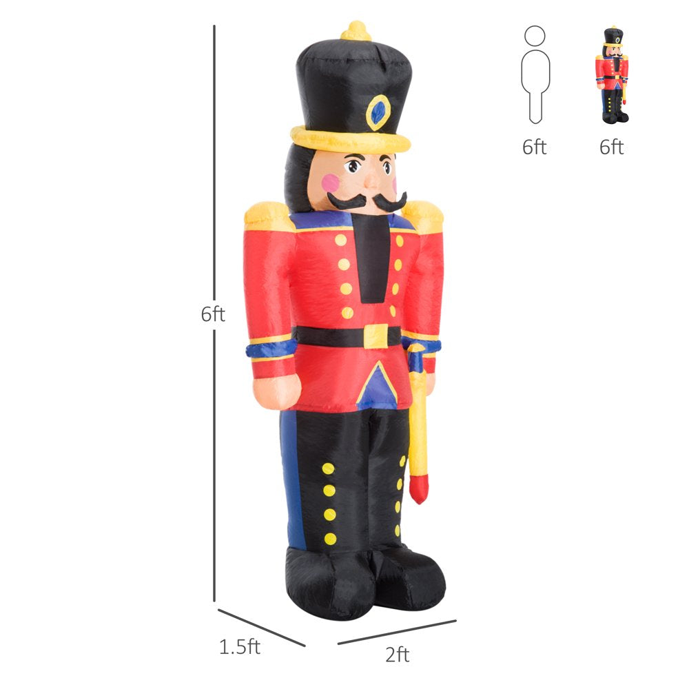 Outsunny Christmas Inflatable Nutcracker Soldier with LED Lights for Outdoor