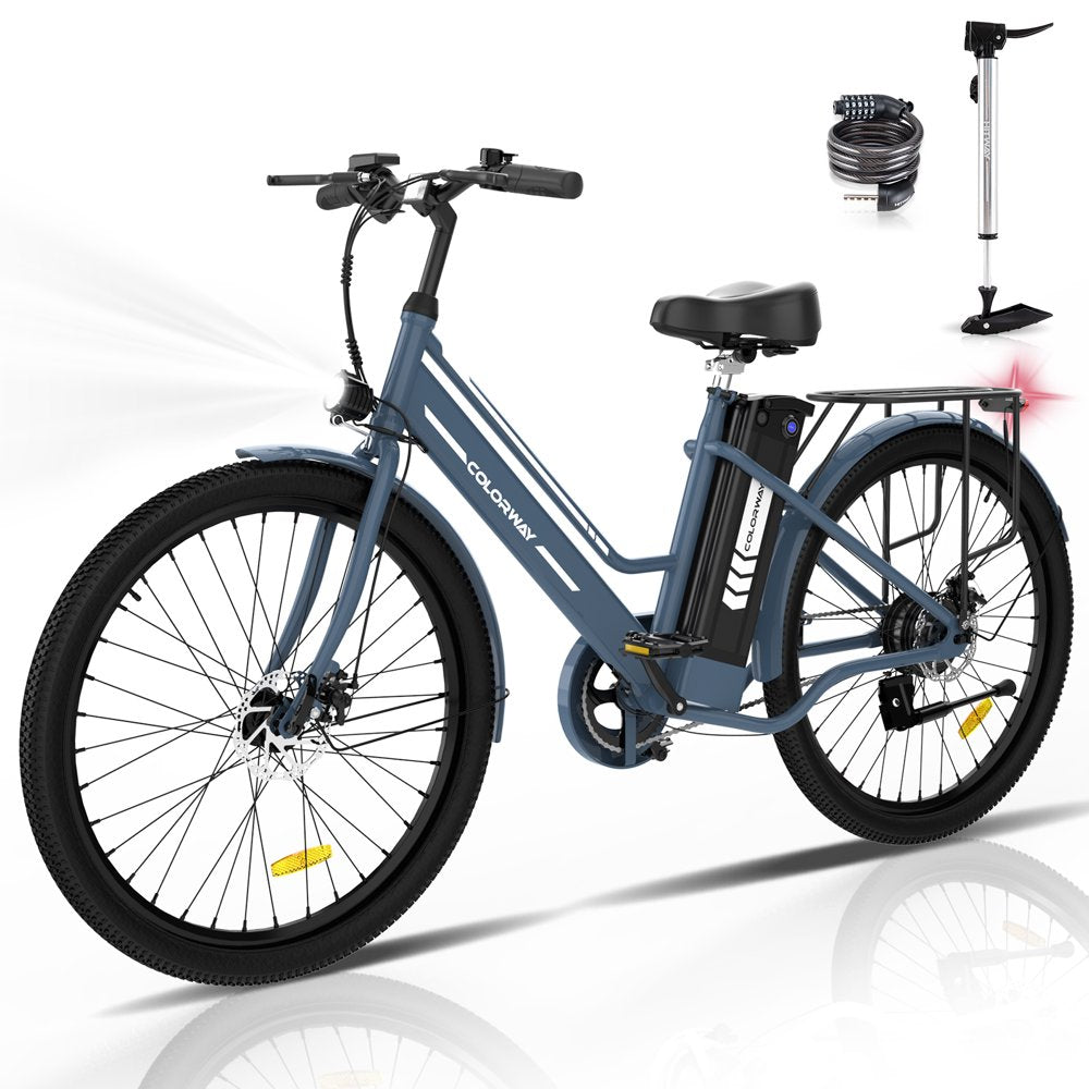 COLORWAY 26" Electric Bike for Woman, 36V 8.4AH Removable Battery E Bike, 500W Powerful Motor, Max.Speed 19.9MPH Electric Bicycle