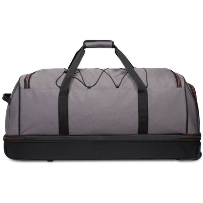 Protege 30 in Rolling Drop-Bottom Duffel Bag for Travel, Black and Grey