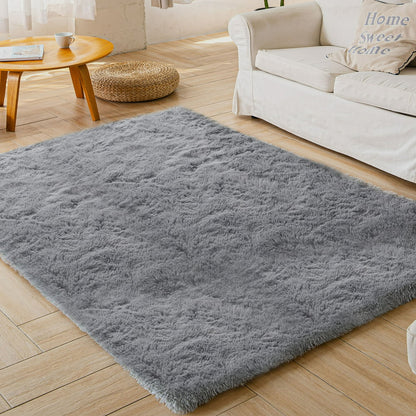 Nefoso Shag Light Gray Area Rug, 8' x 10' Soft Fluffy Area Rugs for Living Room Bedroom Kids Room Decor Carpet, Light Gray