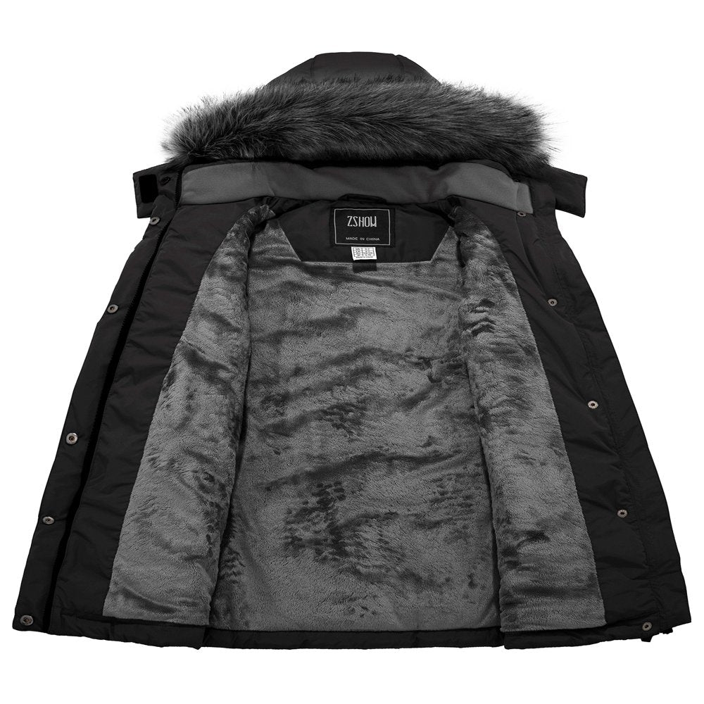 ZSHOW Girls' Puffer Jacket Winter Snow Coat Cotton Padded Parka Outerwear Jacket Black 8