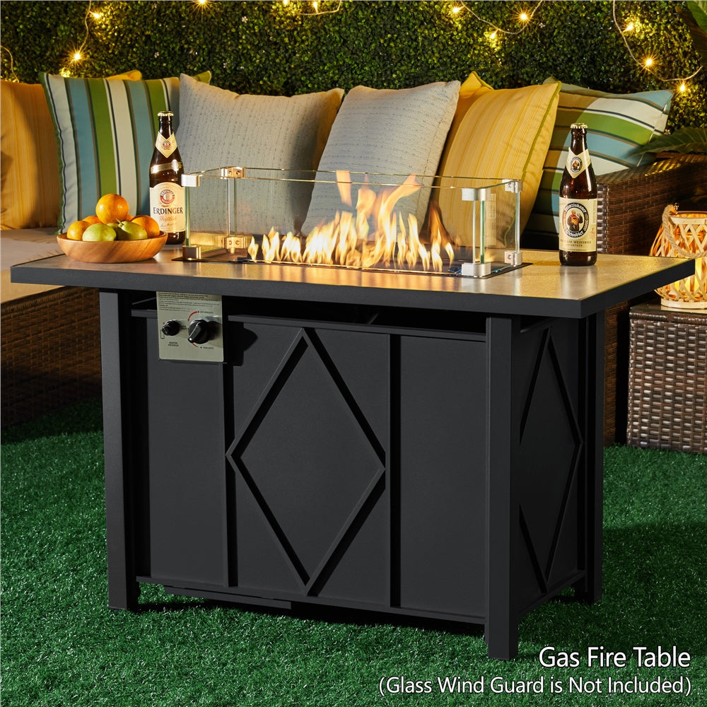 Topeakmart 43in Propane Firepit Table with Water-Resistant Cover, 50,000 BTU, Black