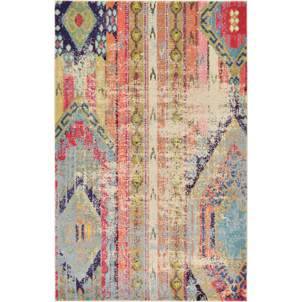 Unique Loom Yosemite Sedona Rug Multi/Blue 5' 1" x 8' Rectangle Geometric Contemporary Perfect For Living Room Bed Room Dining Room Office