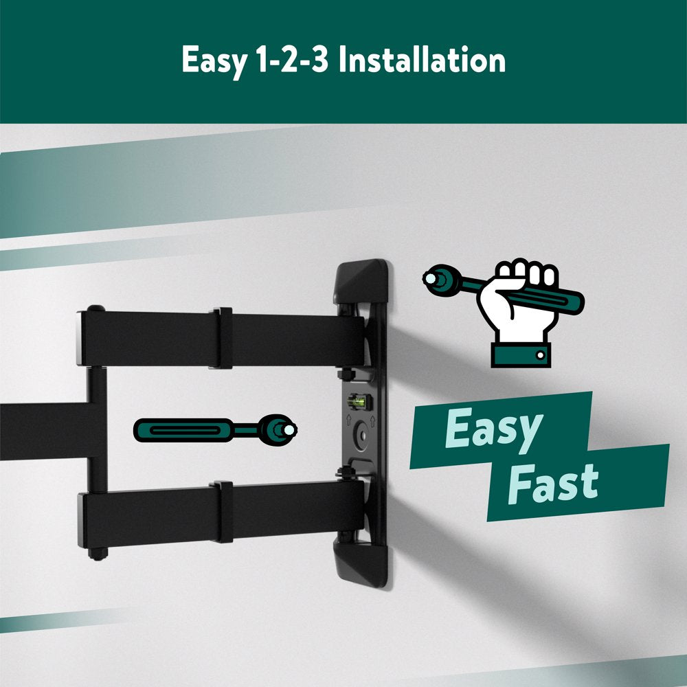 onn. Full Motion TV Wall Mount for 19" to 50" TVs, up to 15° Tilting