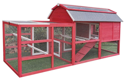 Chicken Coop Outlet Large 102" Wood Backyard Hen House Nesting Box & Run & Cleaning Tray