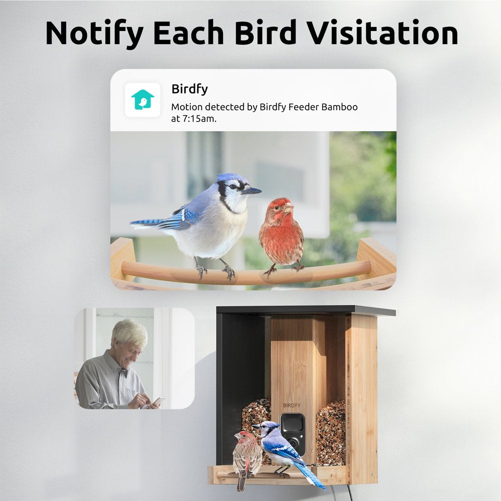 Bird Feeder with Camera, Netvue Birdfy Upgrade Smart Feeder Bamboo Ideal Gift for Bird Lover Natural(Lite+Solar)