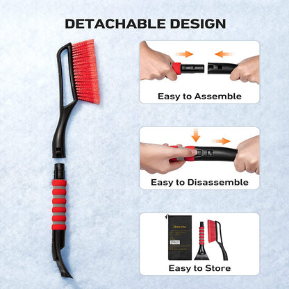 AstroAI Ice Scraper and Detachable Snow Brush for Cars, Snow Broom with Foam Grip, Red, 1 Pack