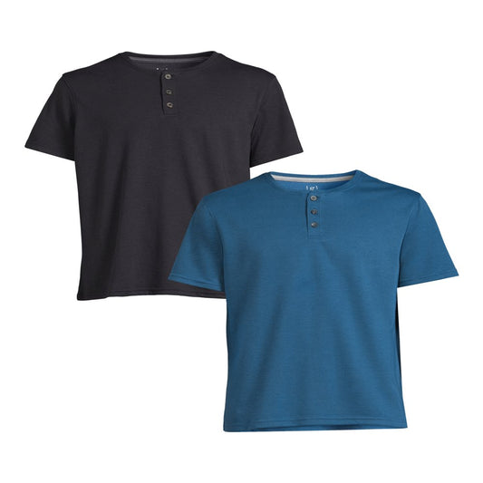 George Men'S Henley Tee with Short Sleeves, 2-Pack