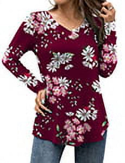 FOLUNSI Women's Plus Size Tops Casual Blouses Long Sleeve Flowy Tunic Tops m-4xl