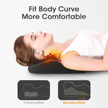 Boriwat Back Massager with Heat Shiatsu Back and Neck Massager for Muscle Pain Relief and Relaxation 3D Kneading Massage Pillow for Neck and Back, Shoulder, Leg, Ideal Gift for Stress Relief