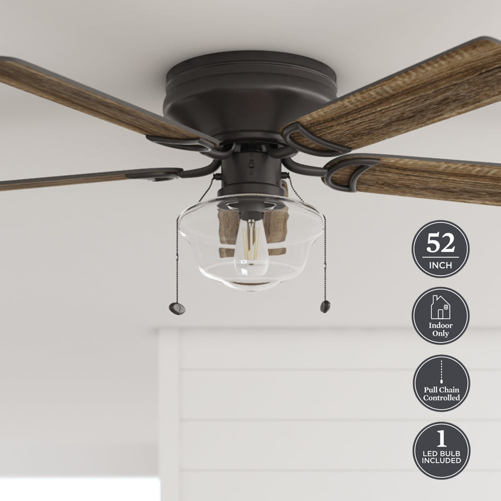 Better Homes & Gardens Wyndham 52" Bronze Ceiling Fan with Light, 5 Blades, Pull Chains & Reverse Airflow