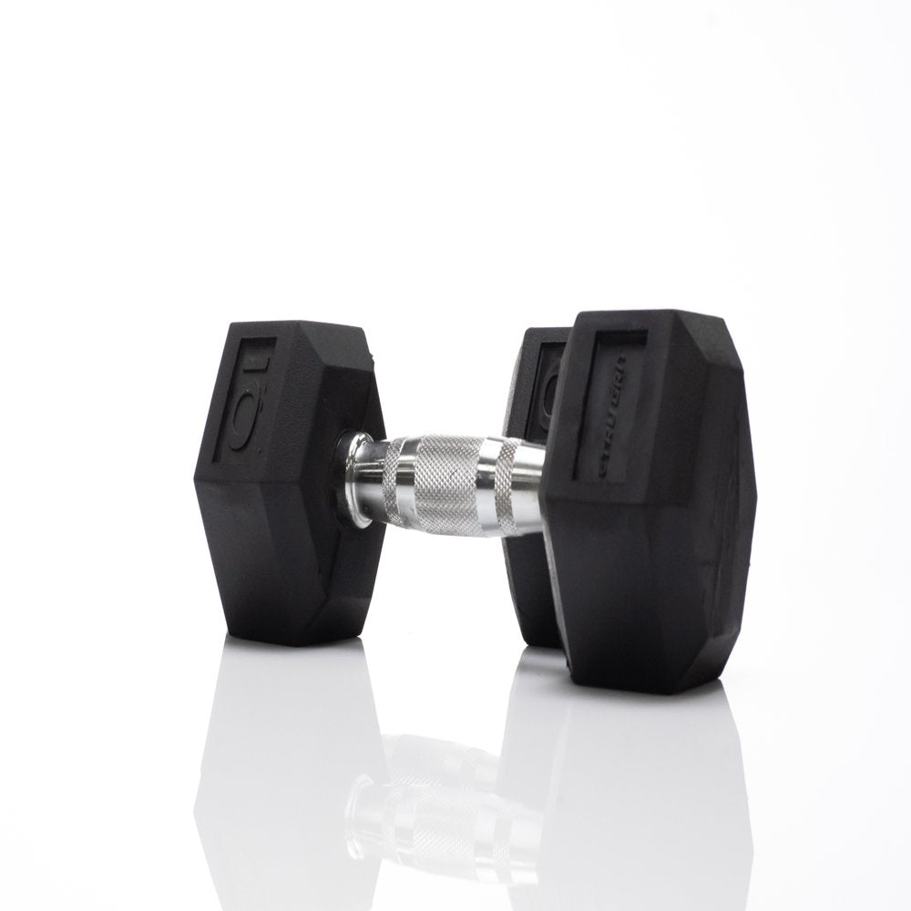  10lb Black Rubber Hex Dumbbell, Pair