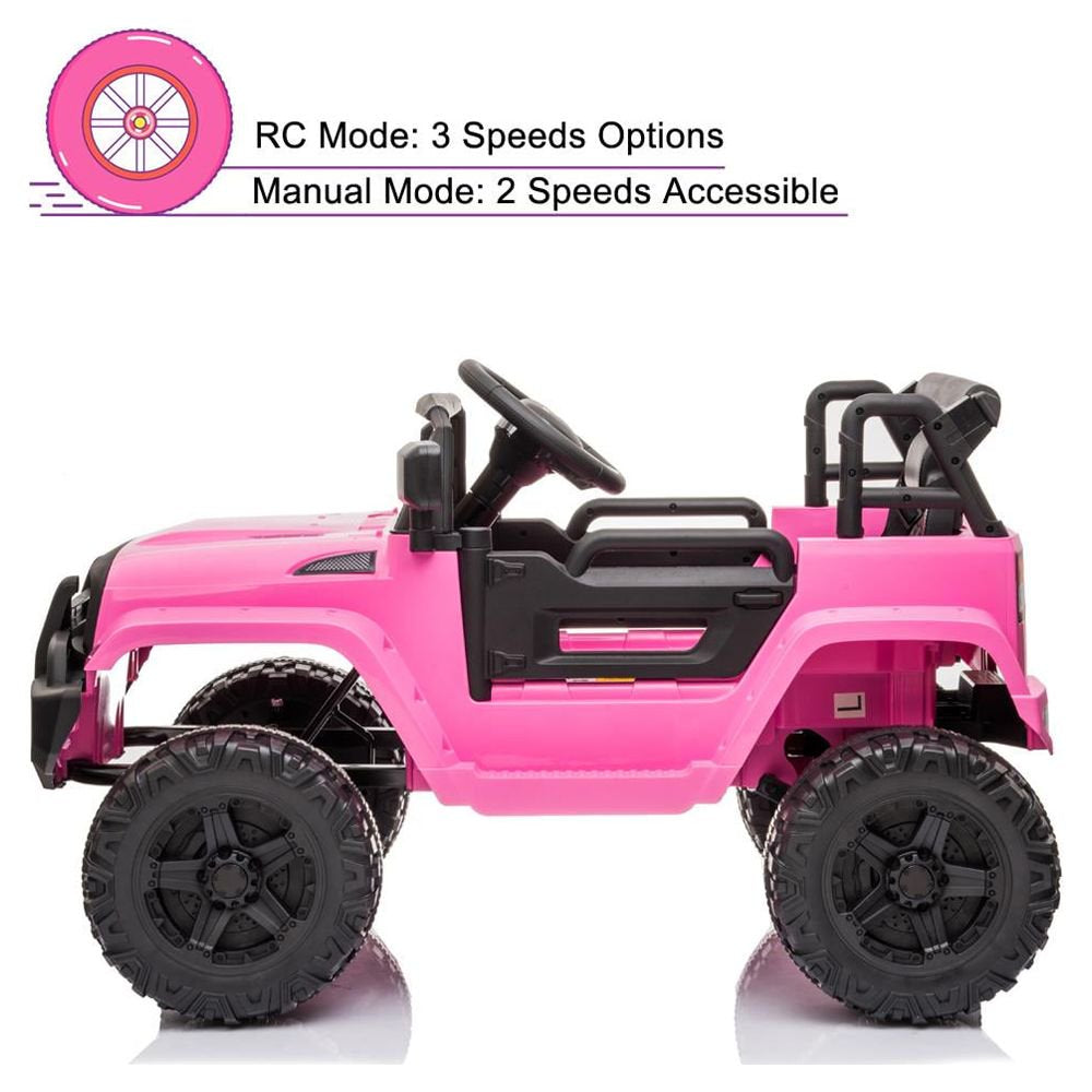 Zimtown Ride On Car Truck, 12V Battery Electric Kids Toy with Remote Control, LED Lights and Realistic Horns, Pink