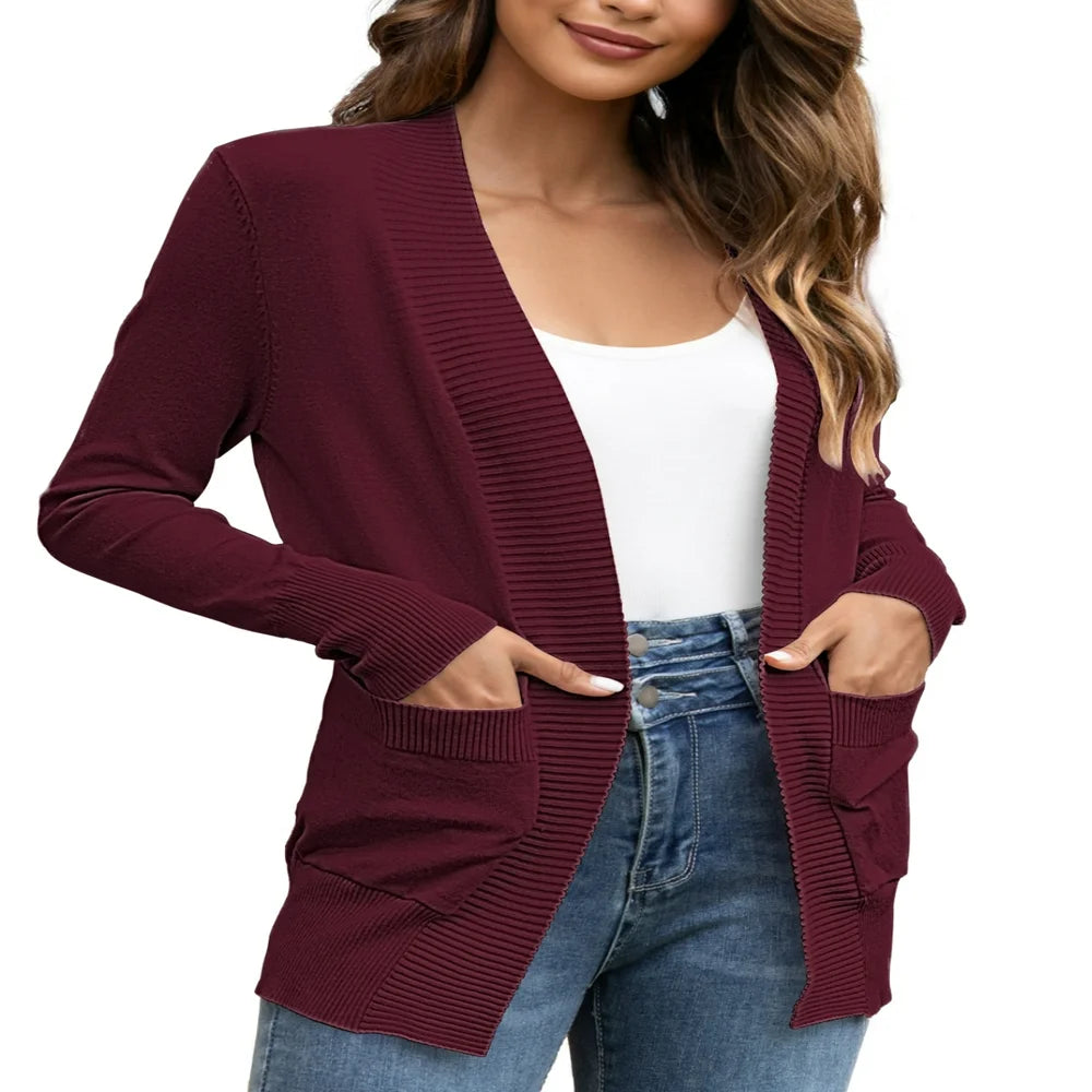 FOLUNSI Women's Cardigan Casual Lightweight Knit Cardigan Sweaters of Female s-2x