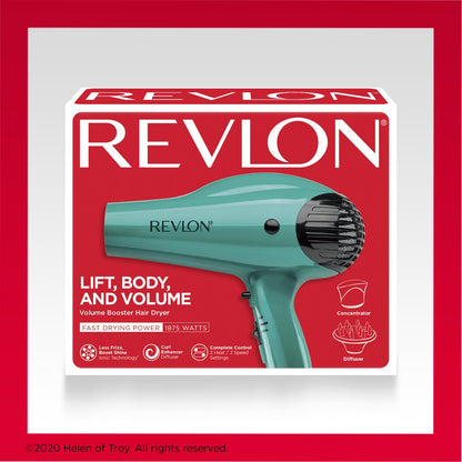 Revlon 1875W IONIC Volume Booster Hair Dryer, Green