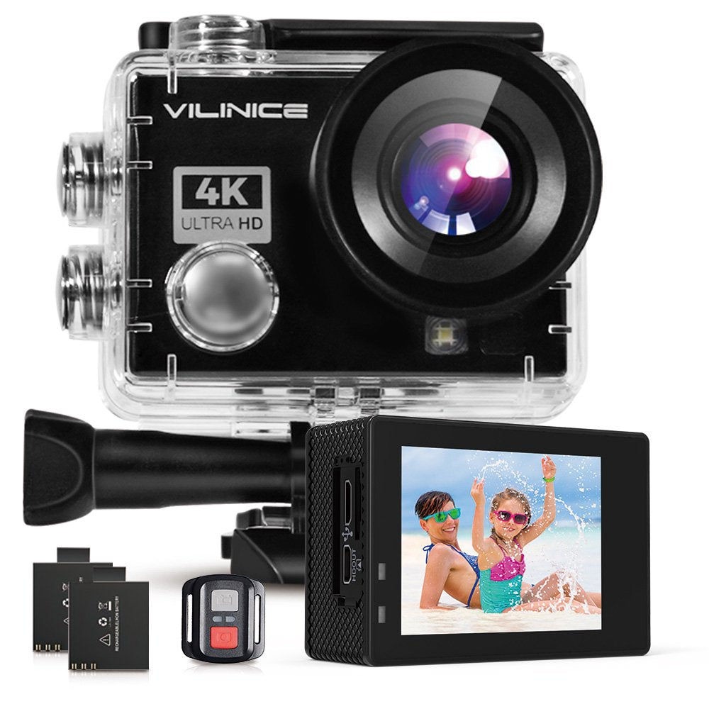 Action Camera, 4K WiFi Camera with EIS 30m Underwater Waterproof Cameras for Snorkeling, Sports Camera with 16MP Sony Sensor, Camera Compatible Case, Remote Control for Gift, Travel