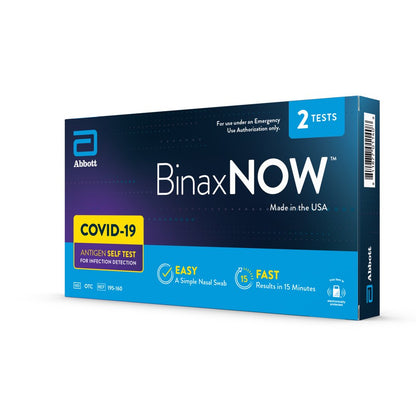 BinaxNOW COVID‐19 Antigen Self Test, 1 Pack, Double, 2-count, At Home COVID-19 Test, 2 Tests