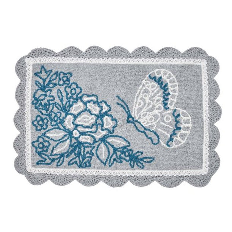  Floral Crochet round Cotton Bath Rug, Mint, 24" X 24"