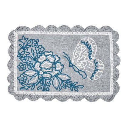  Floral Crochet round Cotton Bath Rug, Mint, 24" X 24"