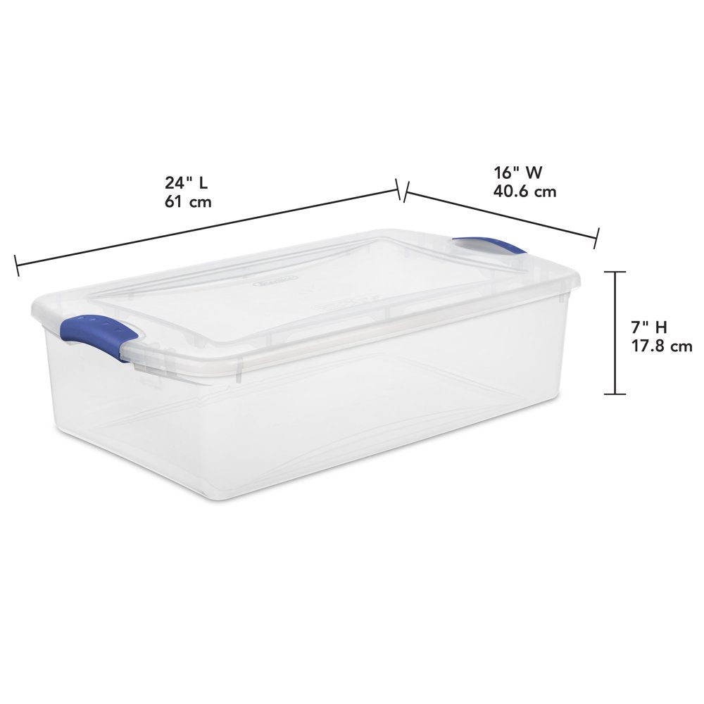 Sterilite 32 Qt. Clear Plastic Latch Box Plastic, Stadium Blue