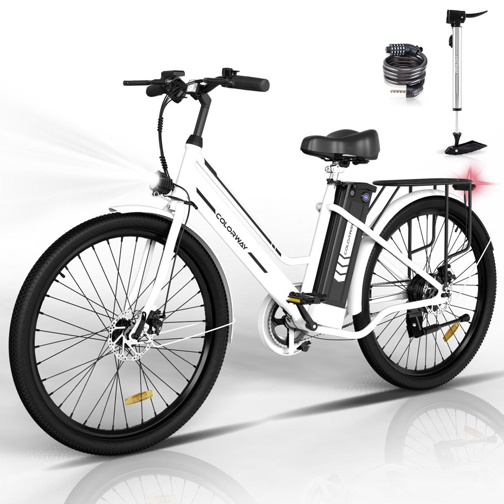 COLORWAY 26" Electric Bike for Woman, 36V 8.4AH Removable Battery E Bike, 500W Powerful Motor, Max.Speed 19.9MPH Electric Bicycle