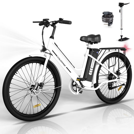 COLORWAY 26" Electric Bike for Woman, 36V 8.4AH Removable Battery E Bike, 500W Powerful Motor, Max.Speed 19.9MPH Electric Bicycle