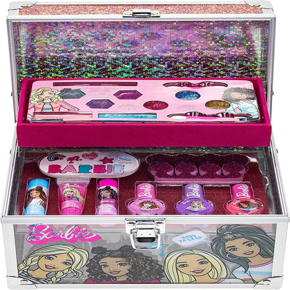 Barbie - Townley Girl Kids' Makeup Set With Train Case for Ages 3+