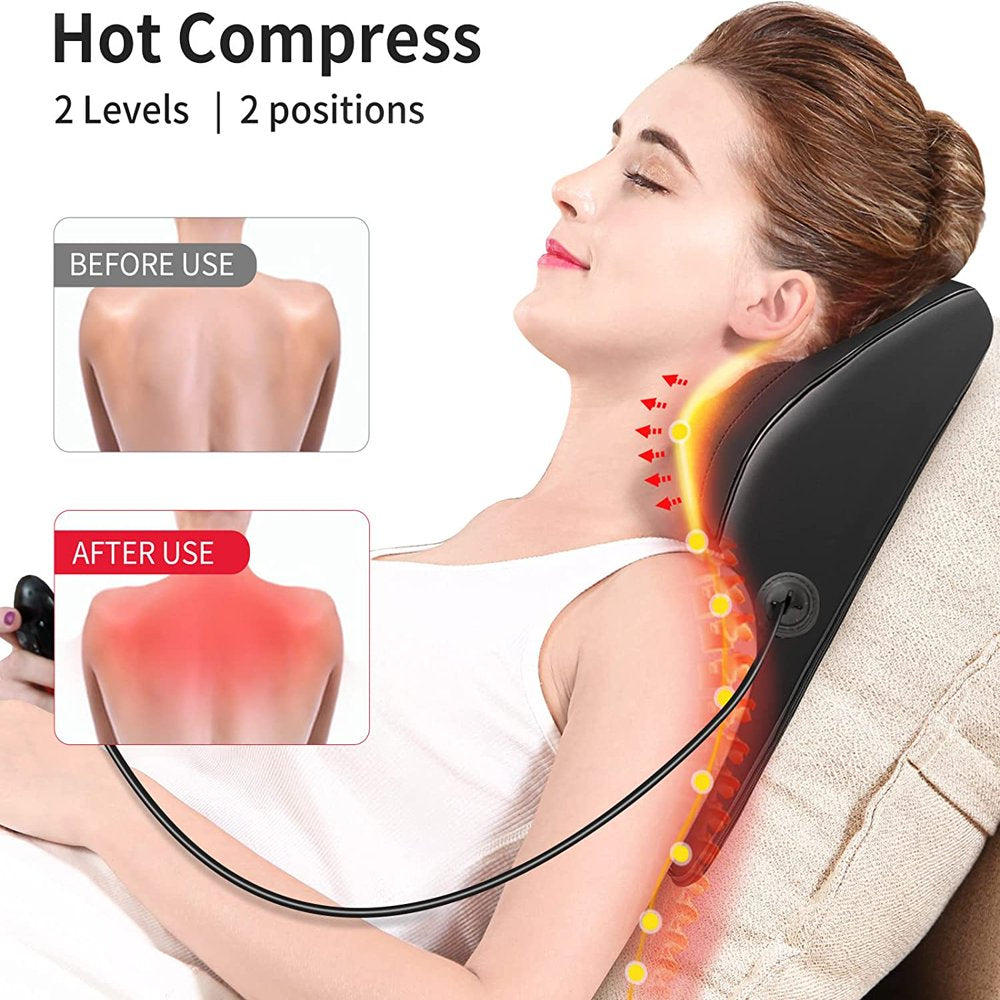 Boriwat Back Massager with Heat Shiatsu Back and Neck Massager for Muscle Pain Relief and Relaxation 3D Kneading Massage Pillow for Neck and Back, Shoulder, Leg, Ideal Gift for Stress Relief