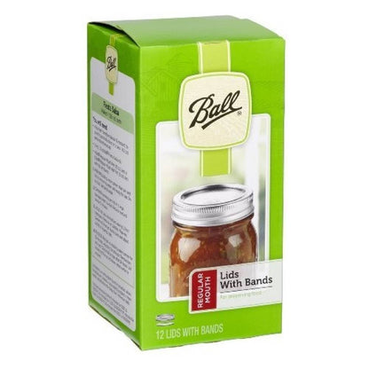 Ball Regular Mouth Canning Lids and Bands For Glass Jars BPA Free Made In USA 12 Count, 2 Pack