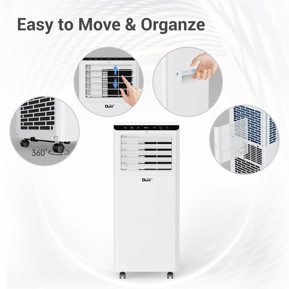 Duracomfort 8,000 BTU ASHRAE Portable Air Conditioner, 3-In-1 AC Unit, Cool, Dehumidifier & Fan, for Room up to 200 Sq.Ft 4900 BTU SACC