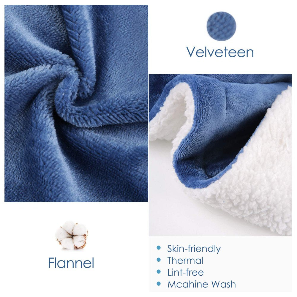 MaxKare Electric Throw Blanket 50"x60" Flannel & Sherpa Heated Blanket with 6 Heating Levels, 5 Hours Timer, Machine Washable - Blue