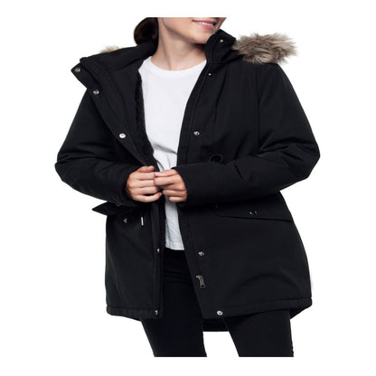 Rokka&Rolla Women's Mini Fur Lined Winter Coat with Faux Fur Hood Parka Jacket (Exclusive on Walmart)